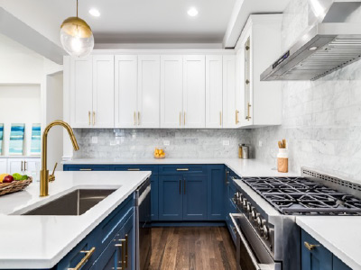 Modern remodeled white cabinets