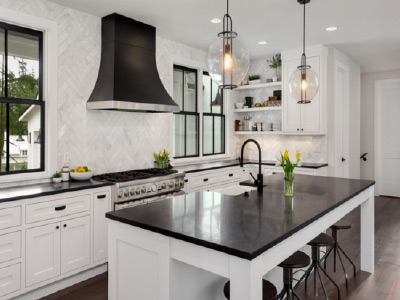 Remodeled black countertops